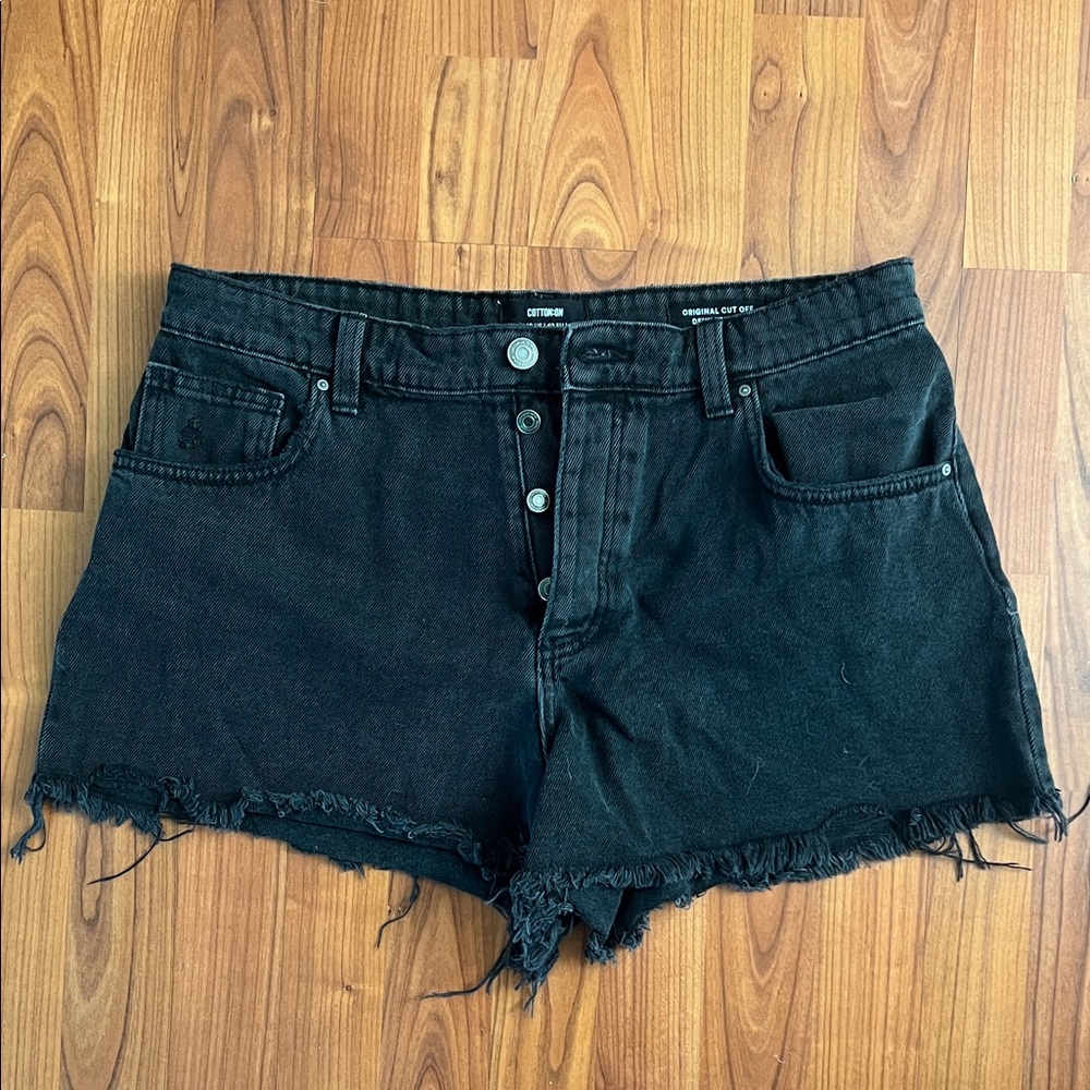 Cotton On Black Frayed Hem Jean Shorts